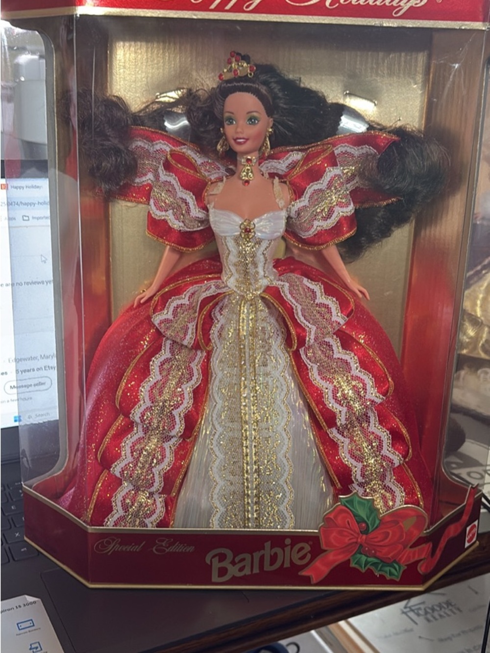 Happy Holidays Special Edition Barbie.  Rare, green eyes!